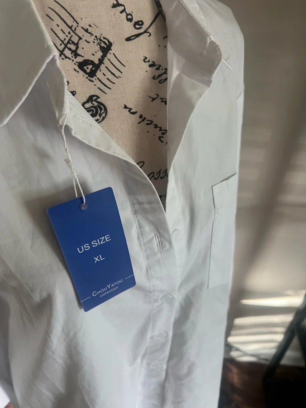 NWT White Shirt Dress with Collar size xl Chou Yatou - Brand - Picture 4 of 4